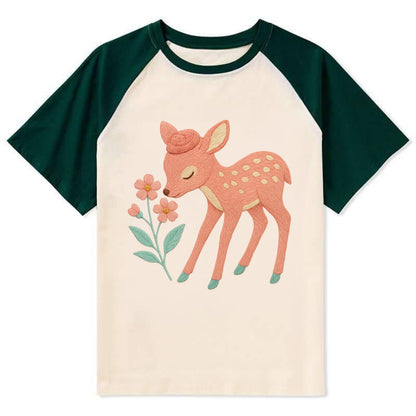Coral Fawn - Contrast Raglan T-shirt - Green