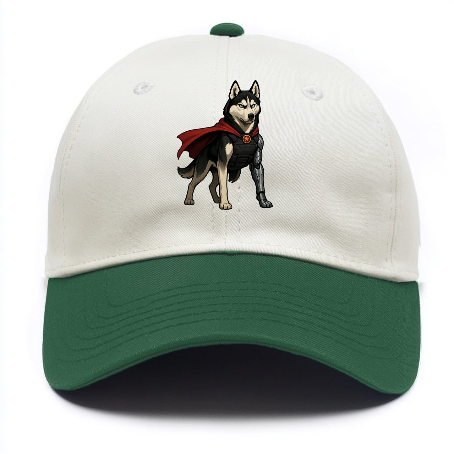 Siberian Husky Winter Soldier  - Two Tone Cap - Green