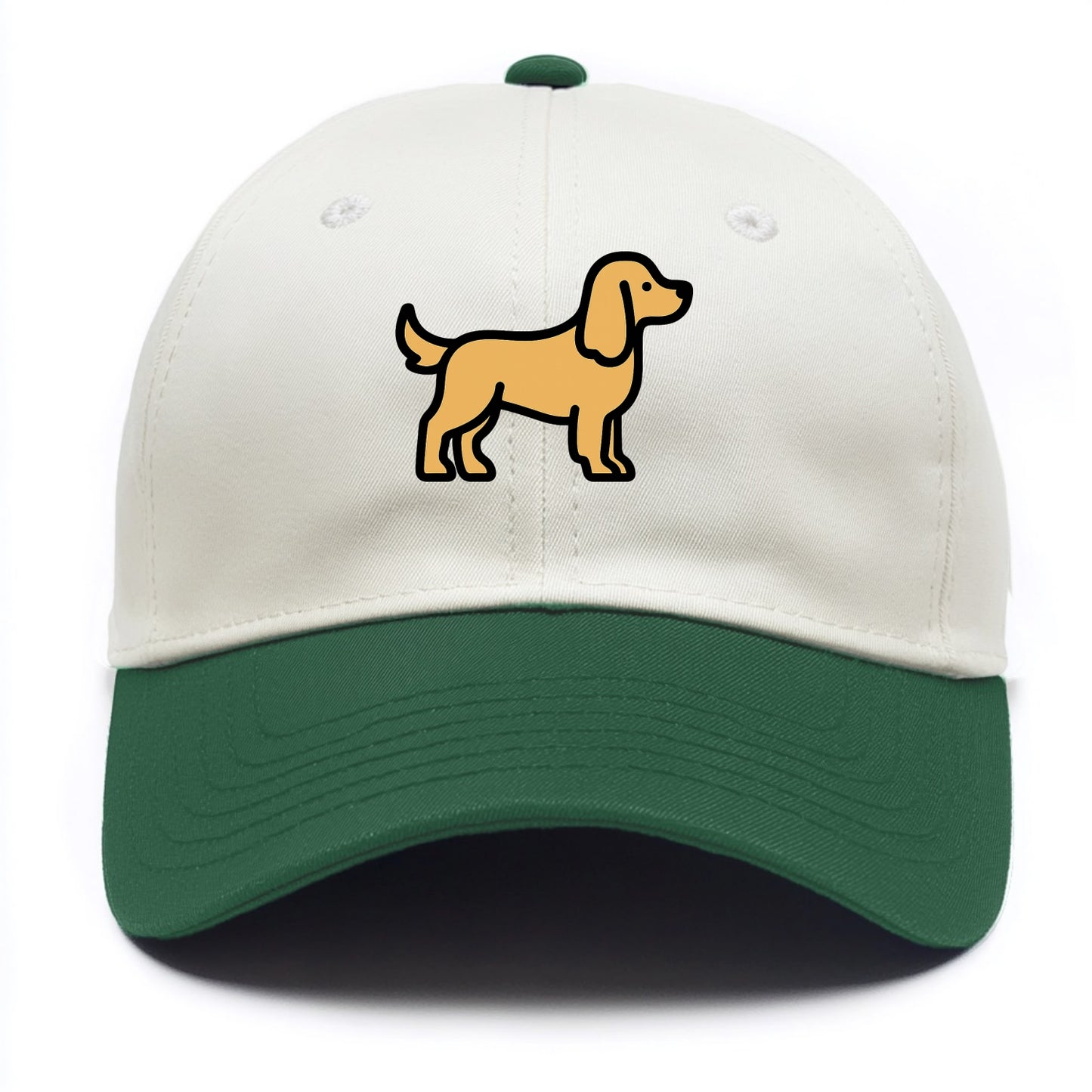 Cocker Spaniel - Golden colored flat side profile - Two Tone Cap - Green