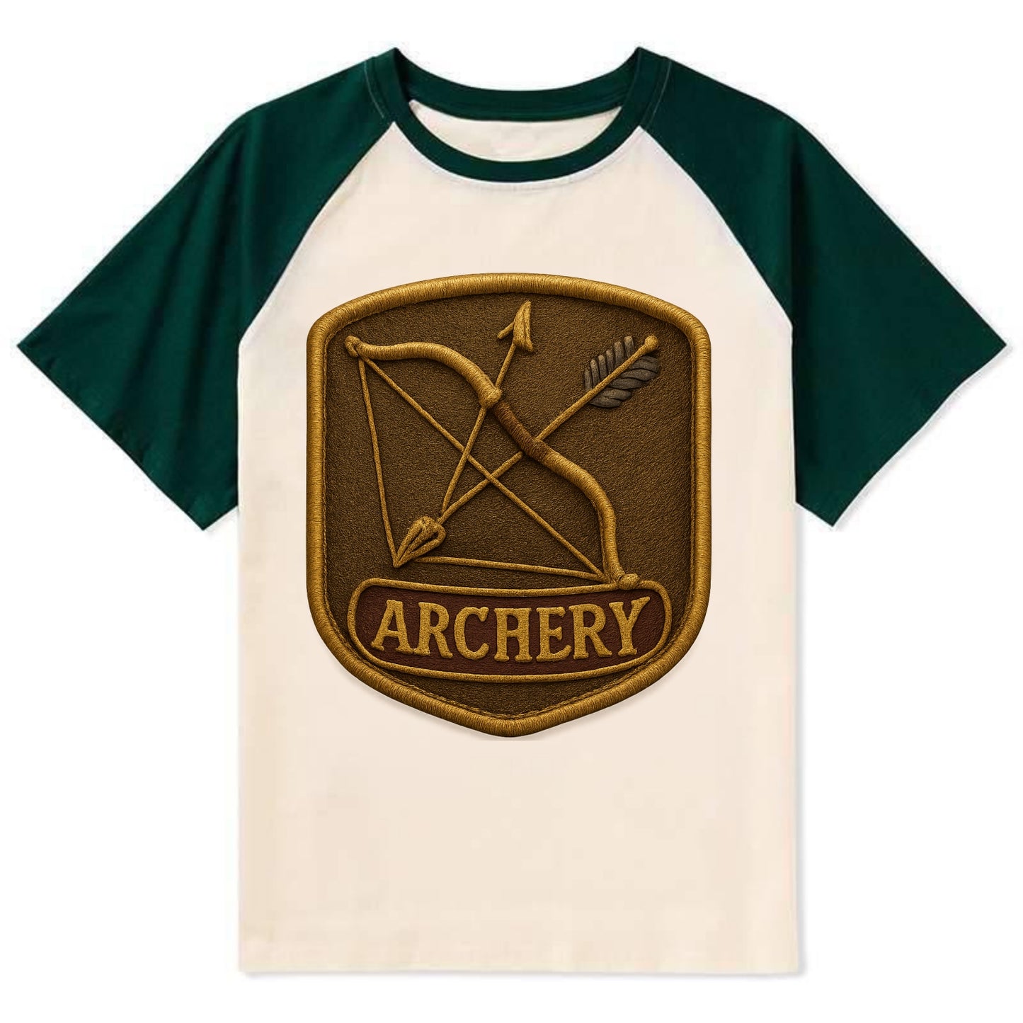 Bow and arrow crossed - archery enthusiast - Contrast Raglan T-shirt - Green