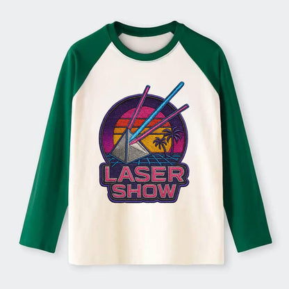 Laser Show - Raglan Long Sleeve T-Shirt - Green