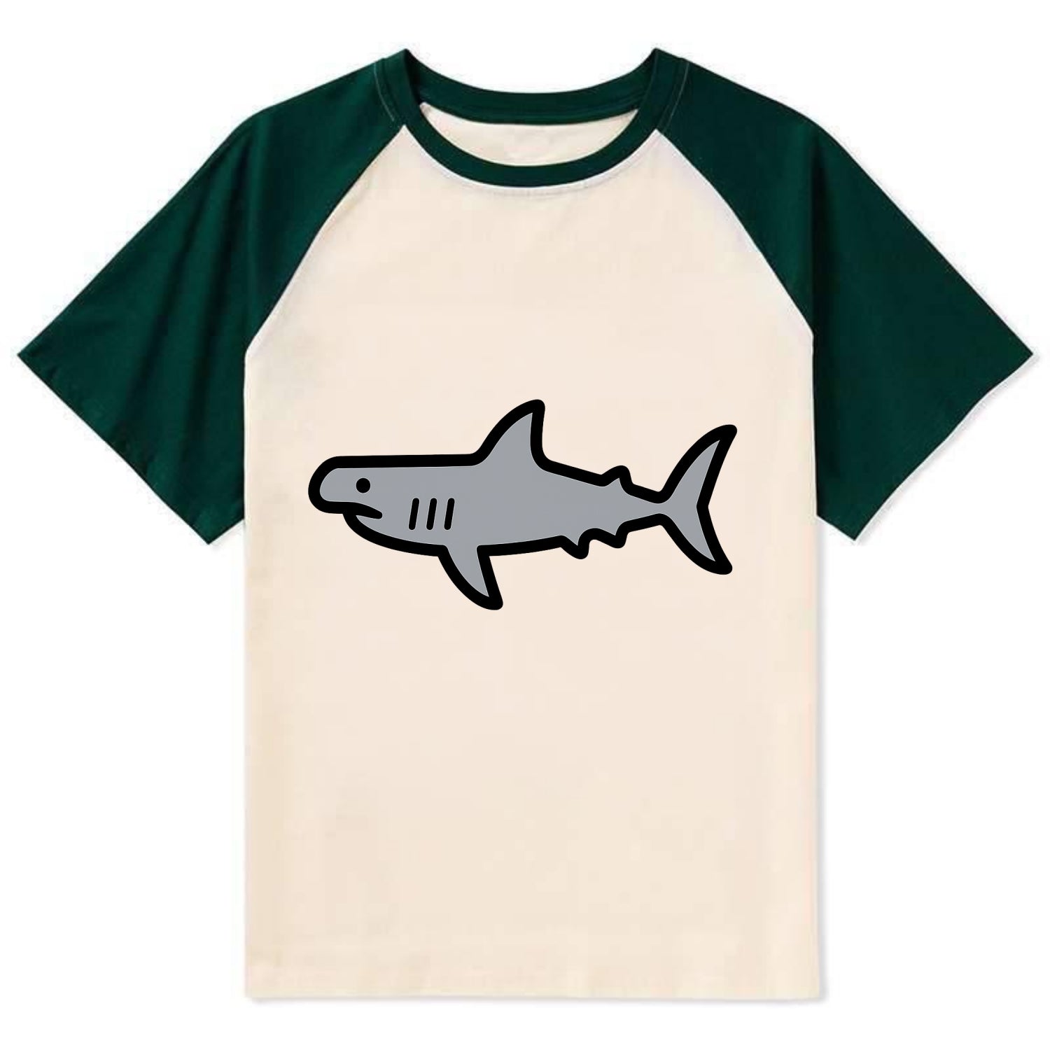 Hammerhead Shark - Gray distinctive head flat side profile - Contrast Raglan T-shirt - Green