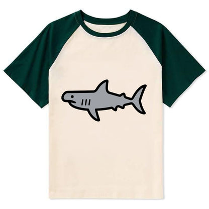Hammerhead Shark - Gray distinctive head flat side profile - Contrast Raglan T-shirt - Green