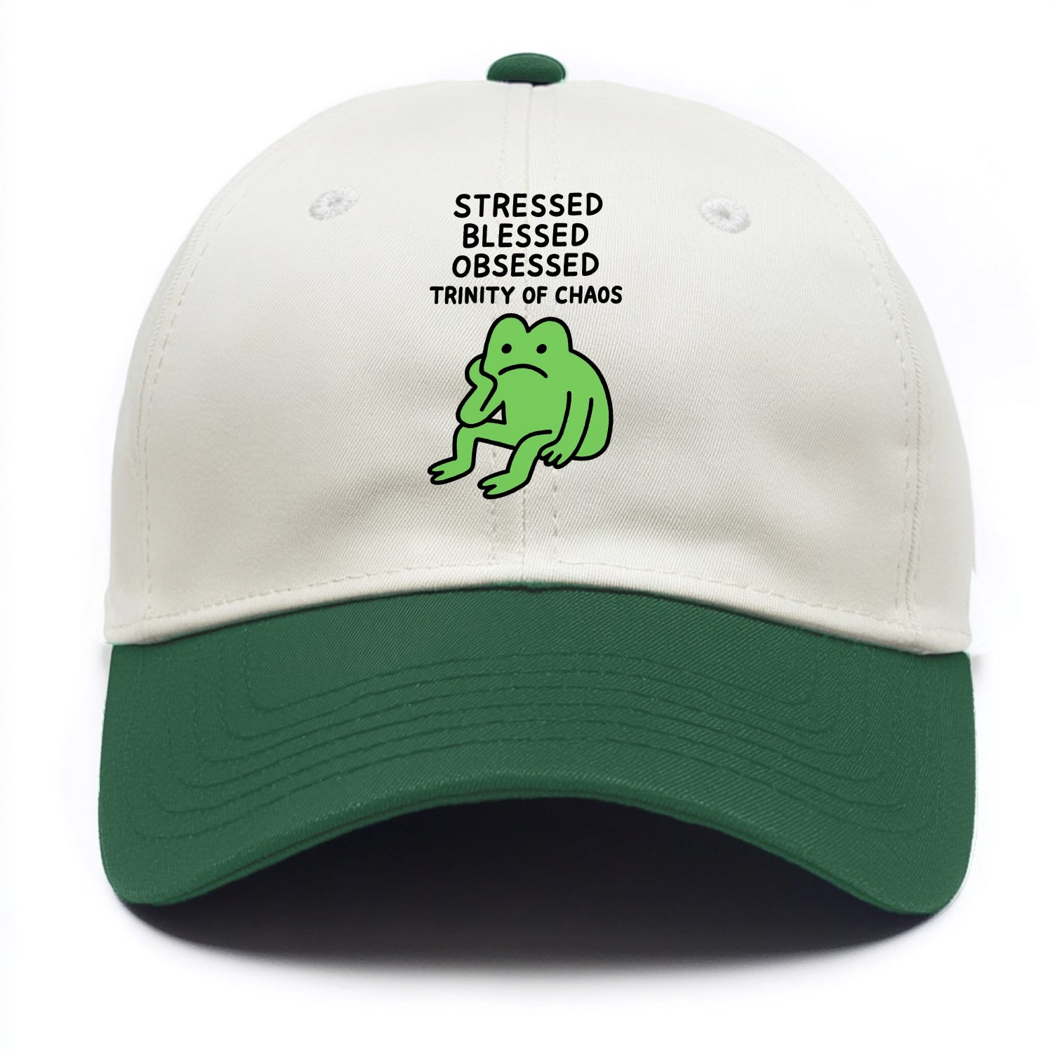STRESSED BLESSED OBSESSED | Trinity of chaos - Two Tone Cap - Green
