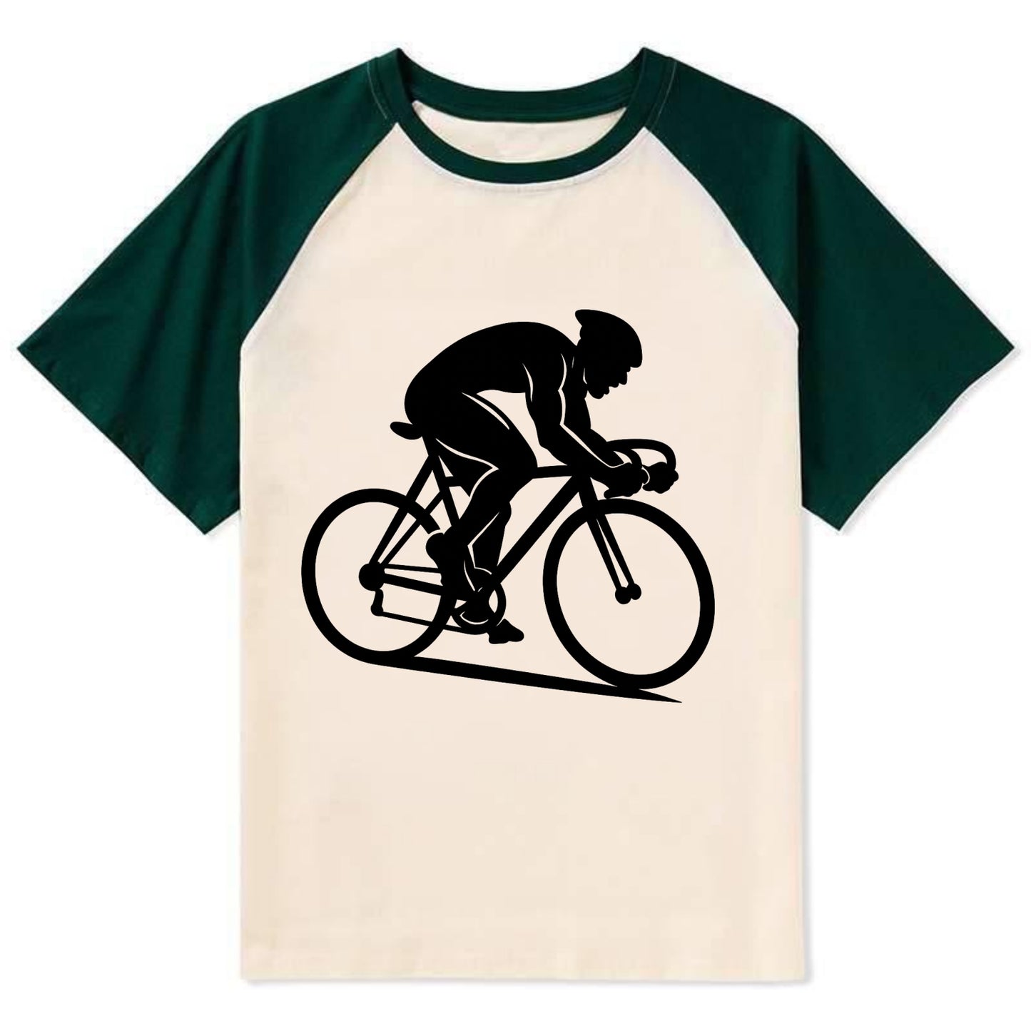 Sprint cyclist racing stance - Contrast Raglan T-shirt - Green