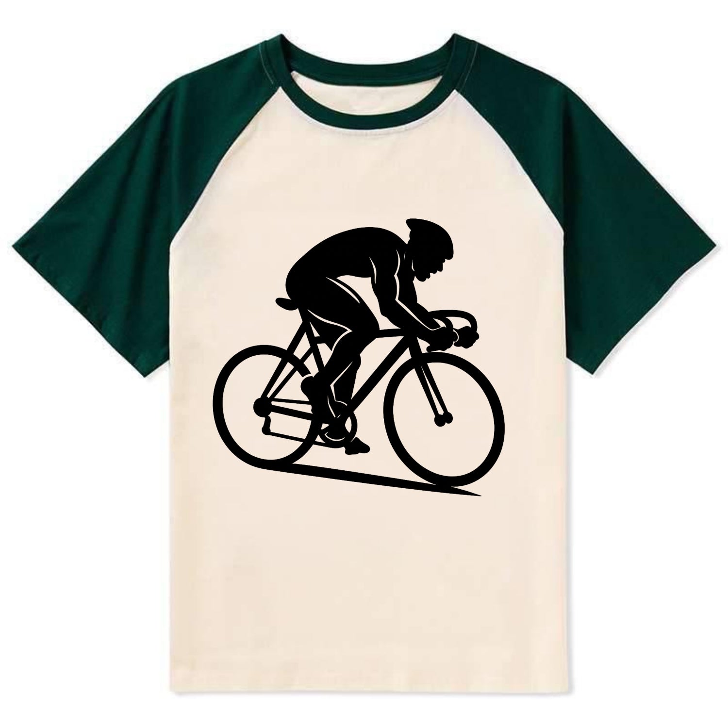 Sprint cyclist racing stance - Contrast Raglan T-shirt - Green