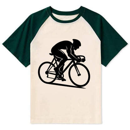 Sprint cyclist racing stance - Contrast Raglan T-shirt - Green