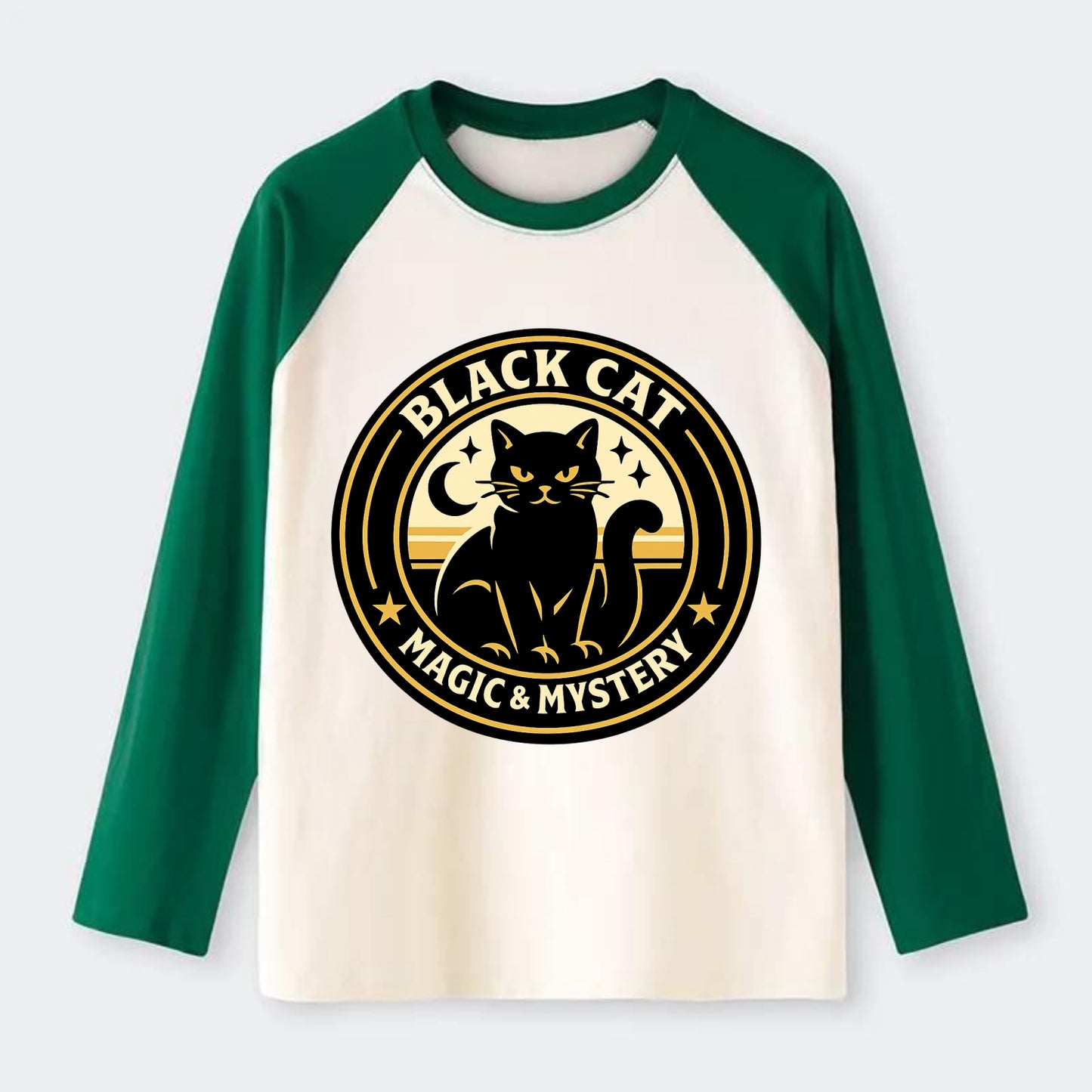 Midnight Prowler Emblem - Raglan Long Sleeve T-Shirt - Green