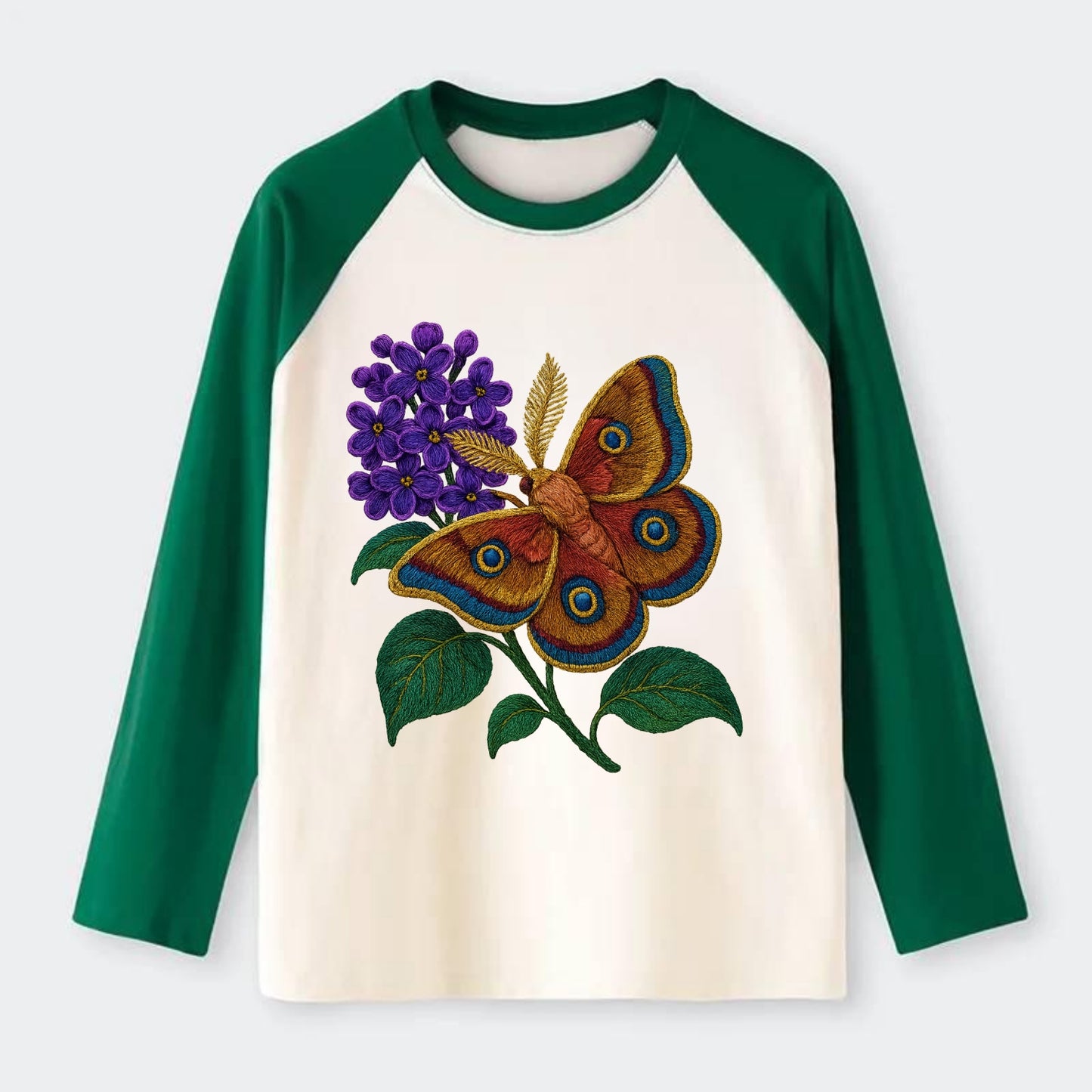 Polyphemus Moth - Raglan Long Sleeve T-Shirt - Green