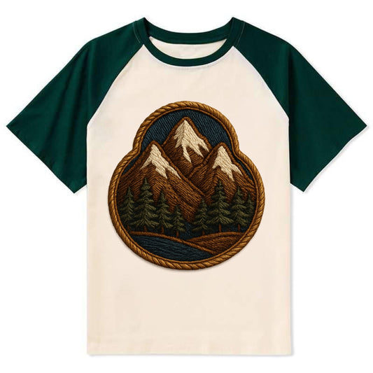 Mountain Range  - Contrast Raglan T-shirt - Green