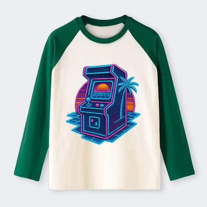 Arcade Machine - Raglan Long Sleeve T-Shirt - Green