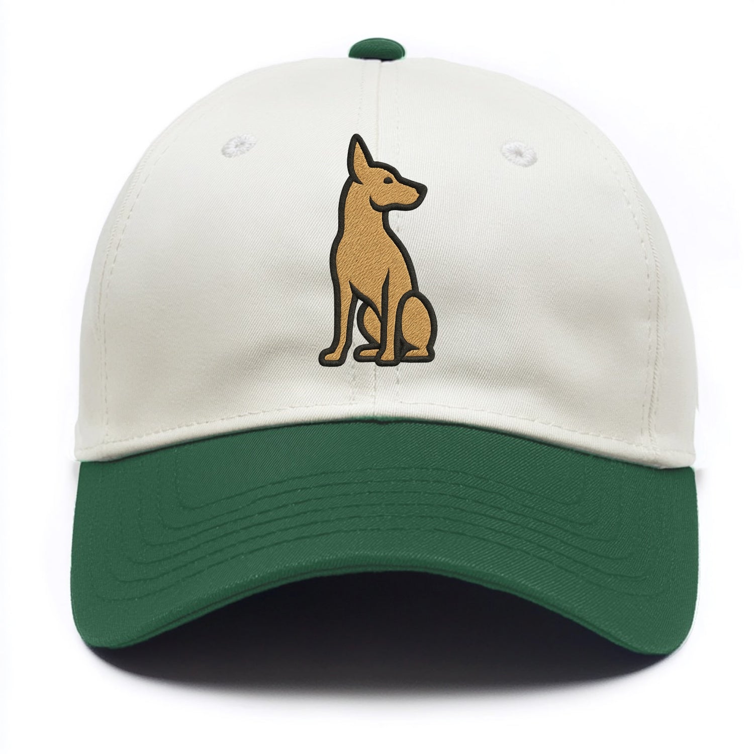 Pharaoh Hound - Tan colored sitting pose Two Tone Cap - Green
