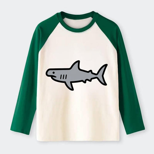 Hammerhead Shark - Gray distinctive head flat side profile - Raglan Long Sleeve T-Shirt