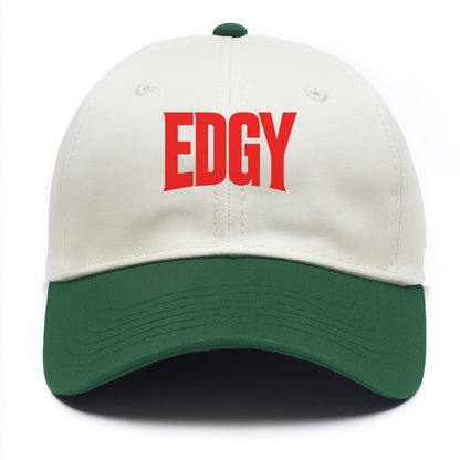 Bold typography design - "EDGY" - pushing boundaries, unconventional - Two Tone Cap - Green