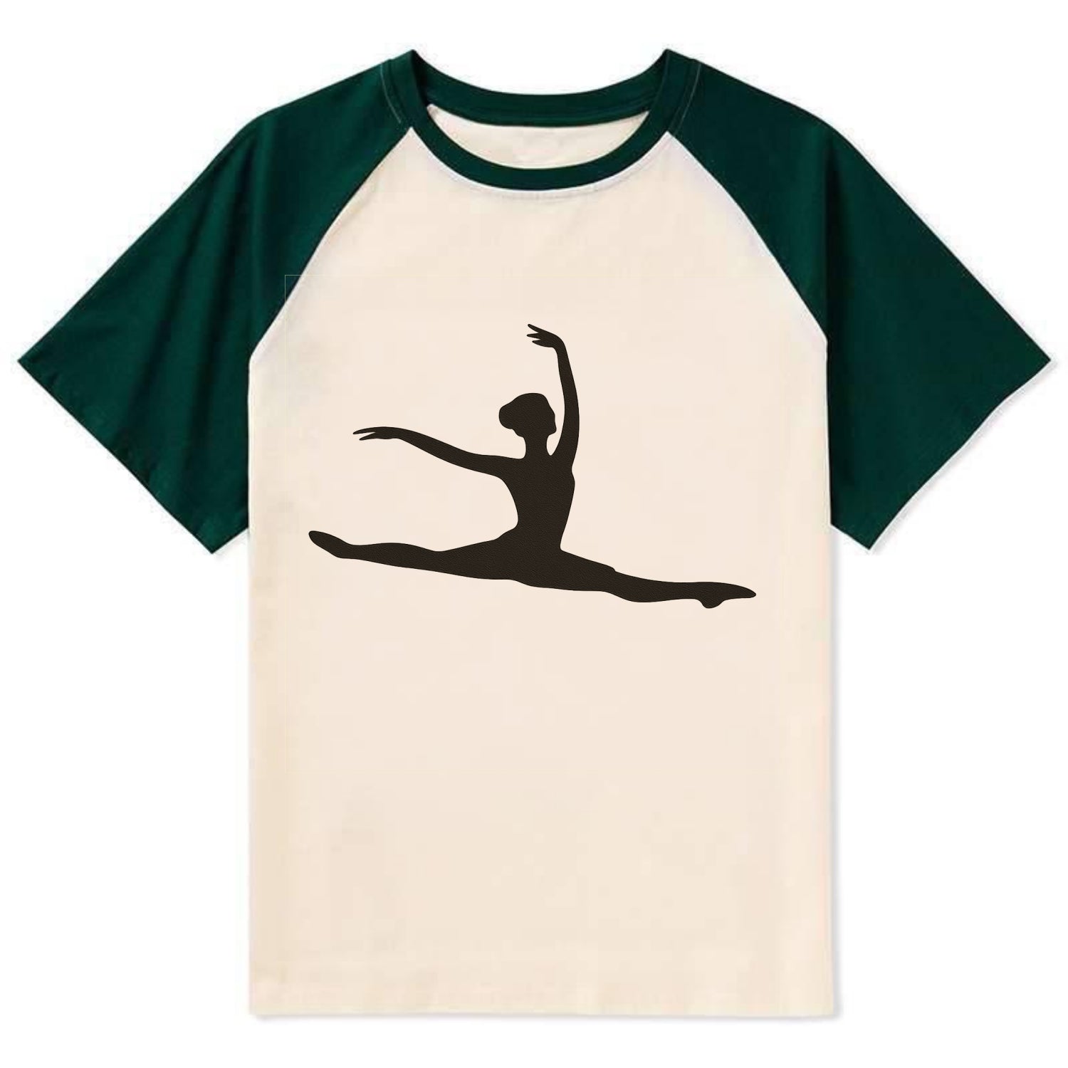 Ballet dancer in grand jete leap - Contrast Raglan T-shirt - Green