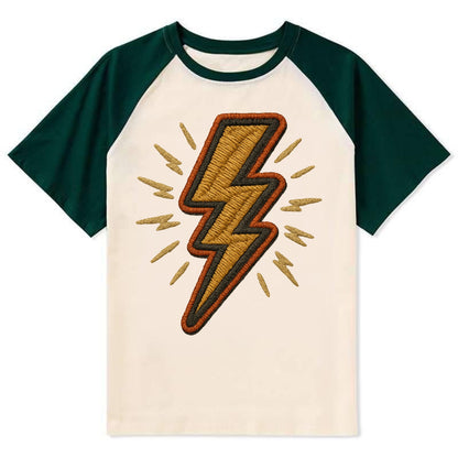 Lightning Bolt  - Contrast Raglan T-shirt - Green