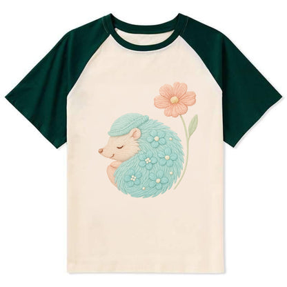 Aqua Hedgehog - Contrast Raglan T-shirt - Green