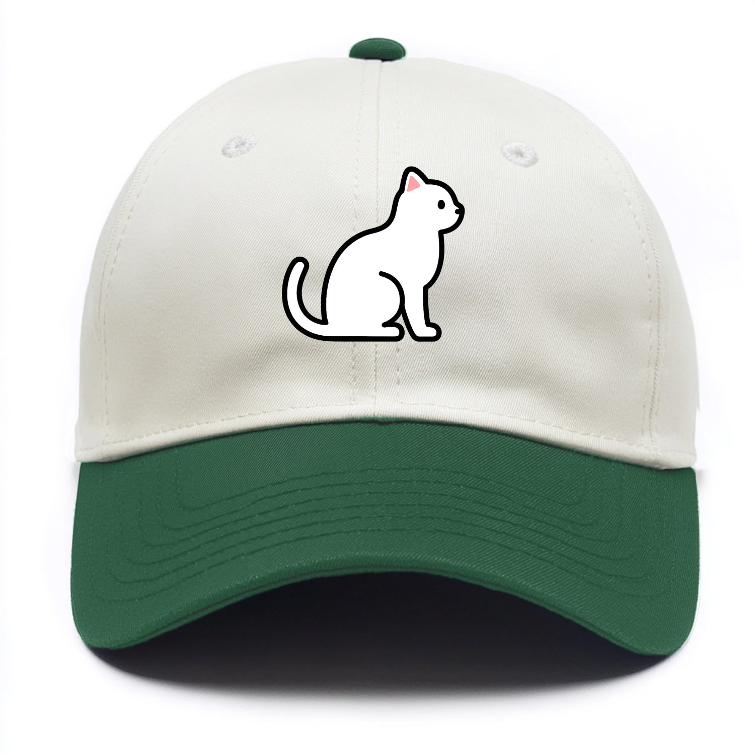 Domestic Shorthair - White classic flat side profile - Two Tone Cap - Green