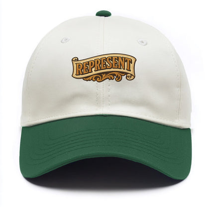 Bold typography design - "REPRESENT" - showing where you from - Two Tone Cap - Green