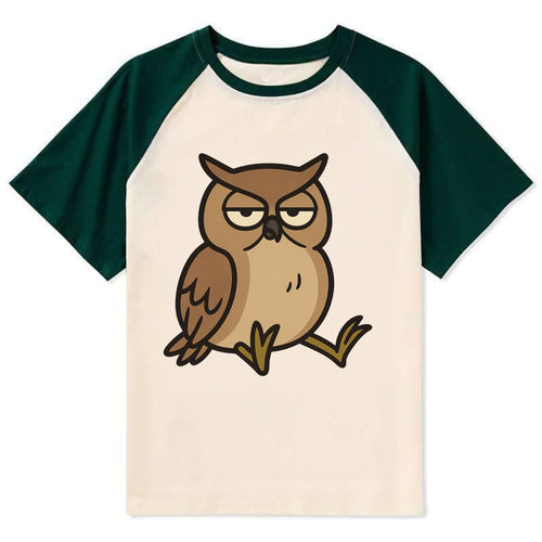 The Owl Judging Silently - Contrast Raglan T-shirt