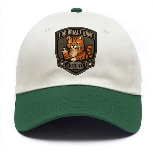 I DO WHAT I WANT CAT - sassy cat in orange , feline attitude - Two Tone Cap