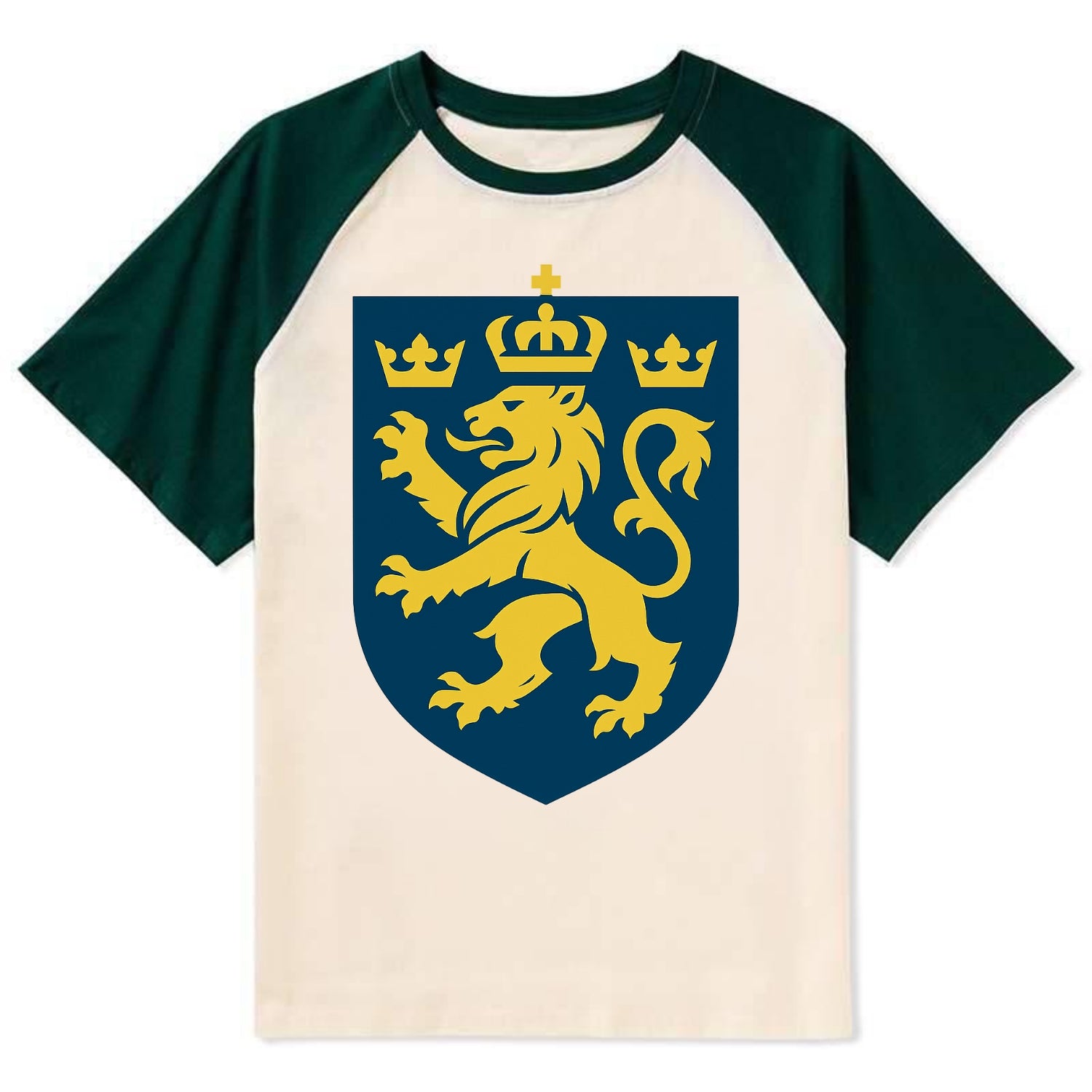Sweden Three Crowns Emblem - Contrast Raglan T-shirt - Green