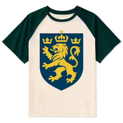 Sweden Three Crowns Emblem - Contrast Raglan T-shirt