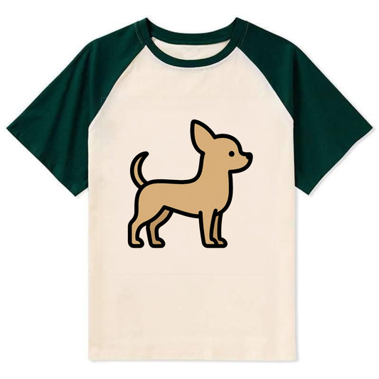 Chihuahua - Tan smooth coat flat side profile - Contrast Raglan T-shirt - Green