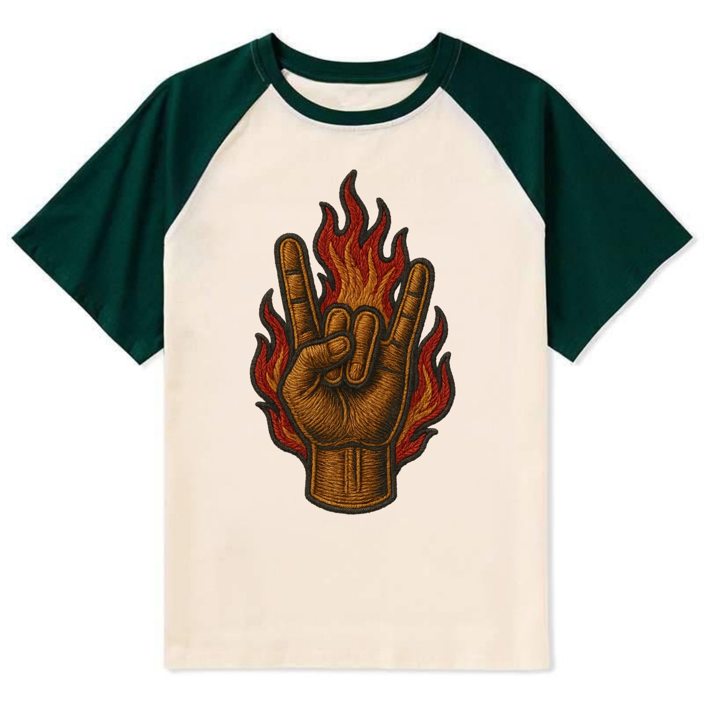 Devil Horns  - Contrast Raglan T-shirt - Green