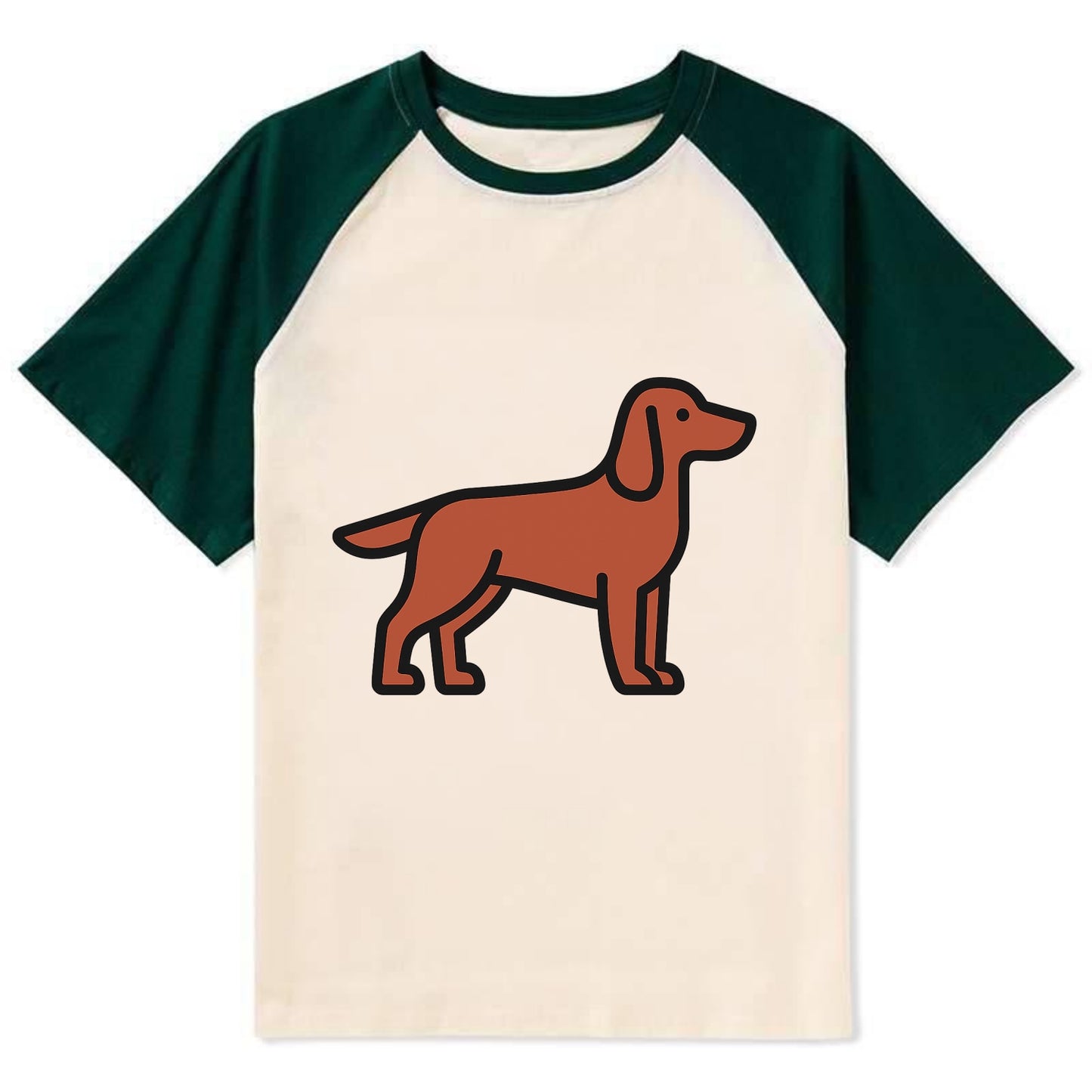 Irish Setter - Red/chestnut flat side profile - Contrast Raglan T-shirt - Green