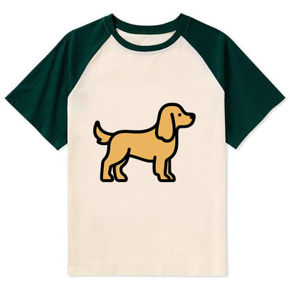Cocker Spaniel - Golden colored flat side profile - Contrast Raglan T-shirt - Green