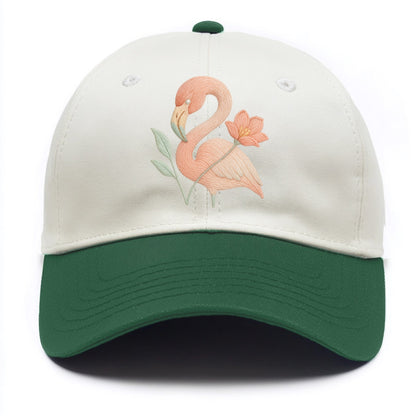 Peach Flamingo - Two Tone Cap - Green