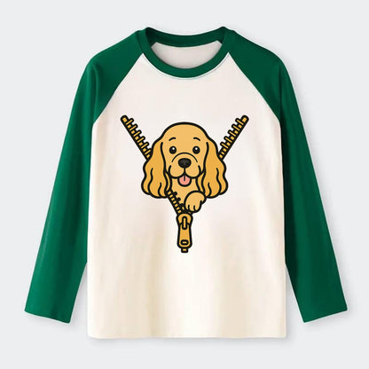Cocker Spaniel - Raglan Long Sleeve T-Shirt - Green