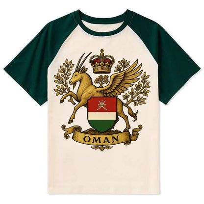 Oman Heritage Badge  - Contrast Raglan T-shirt - Green