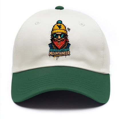 Morgantown Mountaineer wearing West Virginia beanie with WV patch - Two Tone Cap - Green