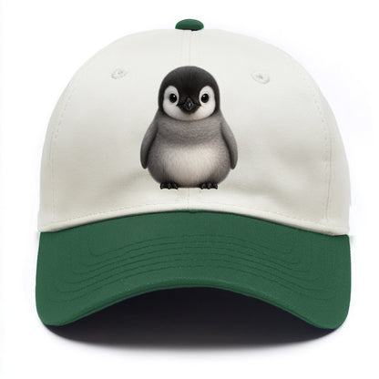 Baby Adelie Penguin - black and white, round body, curious eyes, front-facing, - Two Tone Cap - Green