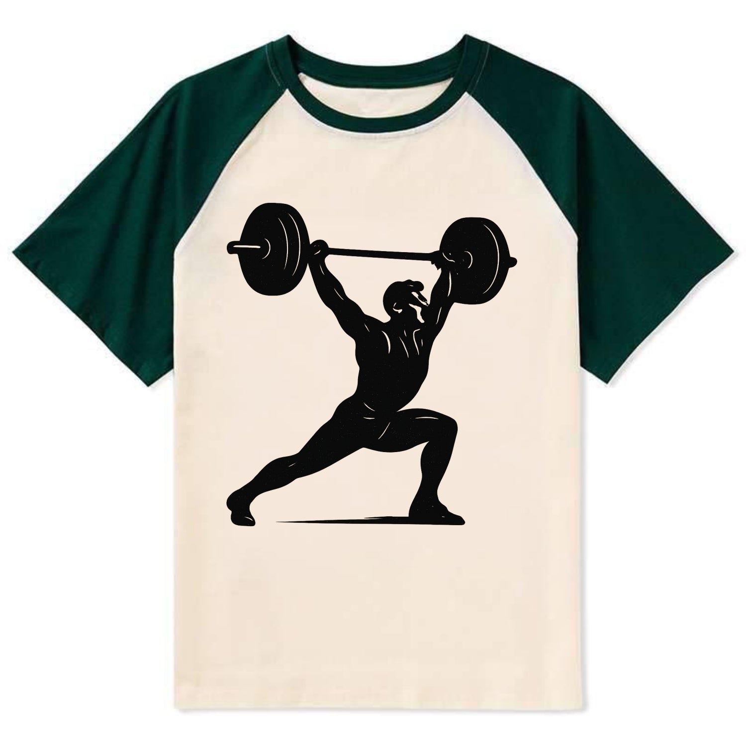 Weightlifter doing overhead snatch - Contrast Raglan T-shirt - Green