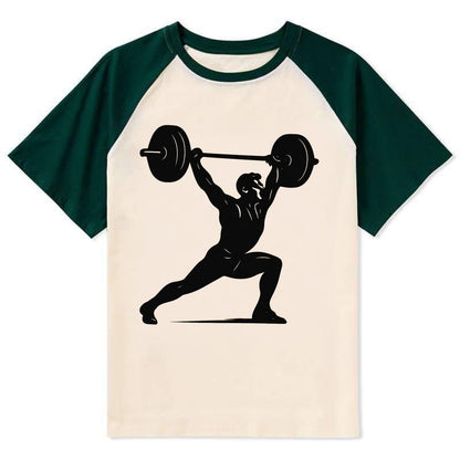 Weightlifter doing overhead snatch - Contrast Raglan T-shirt - Green