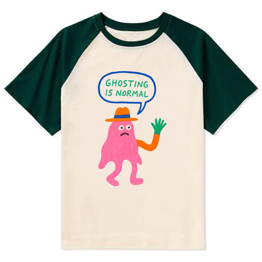 GHOSTING IS NORMAL | Transparent ghost texting - Contrast Raglan T-shirt - Green