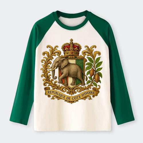 Ivory Coast Heritage Badge - Raglan Long Sleeve T-Shirt