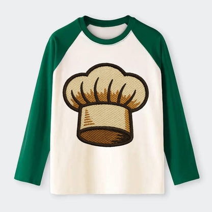 Chef Hat  - Raglan Long Sleeve T-Shirt - Green