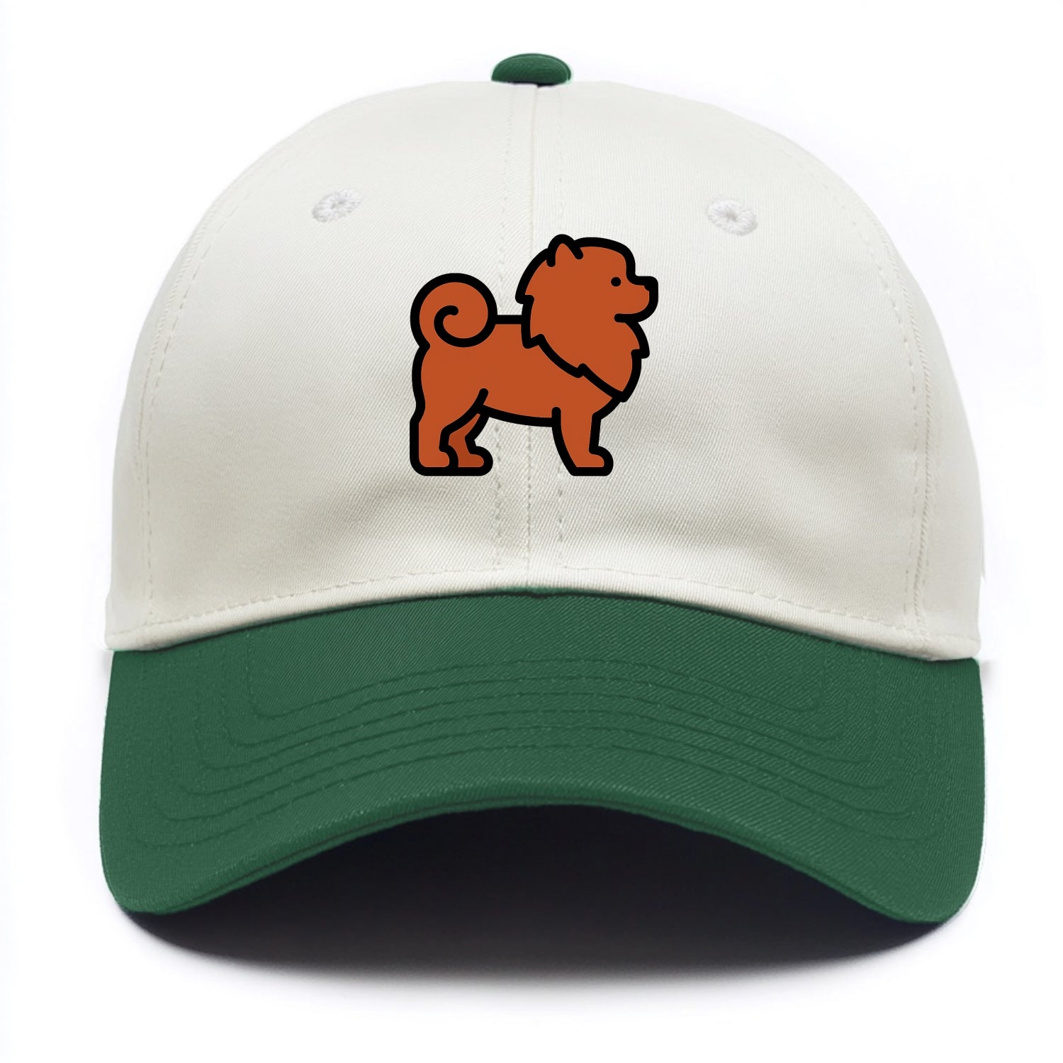 Chow Chow - Red fluffy flat side profile - Two Tone Cap - Green