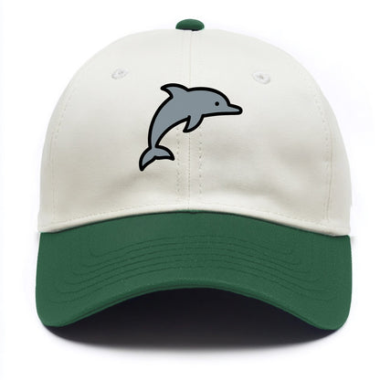 Bottlenose Dolphin - Gray jumping pose flat side profile - Two Tone Cap - Green