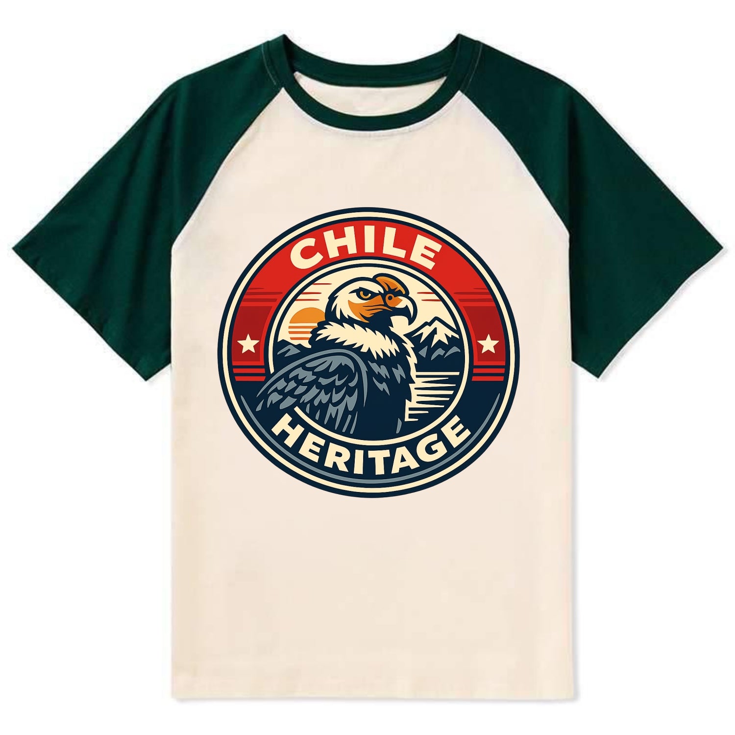 Andean Spirit Emblem - Contrast Raglan T-shirt - Green