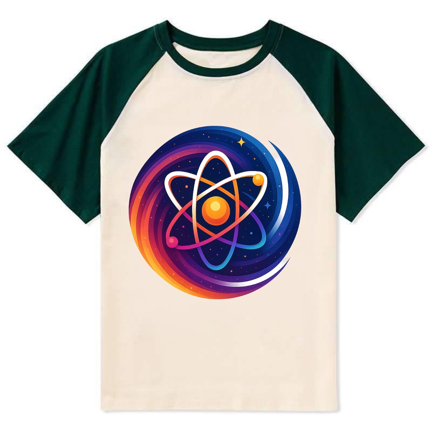 Micro Macro - Atom structure expanding i - Contrast Raglan T-shirt - Green