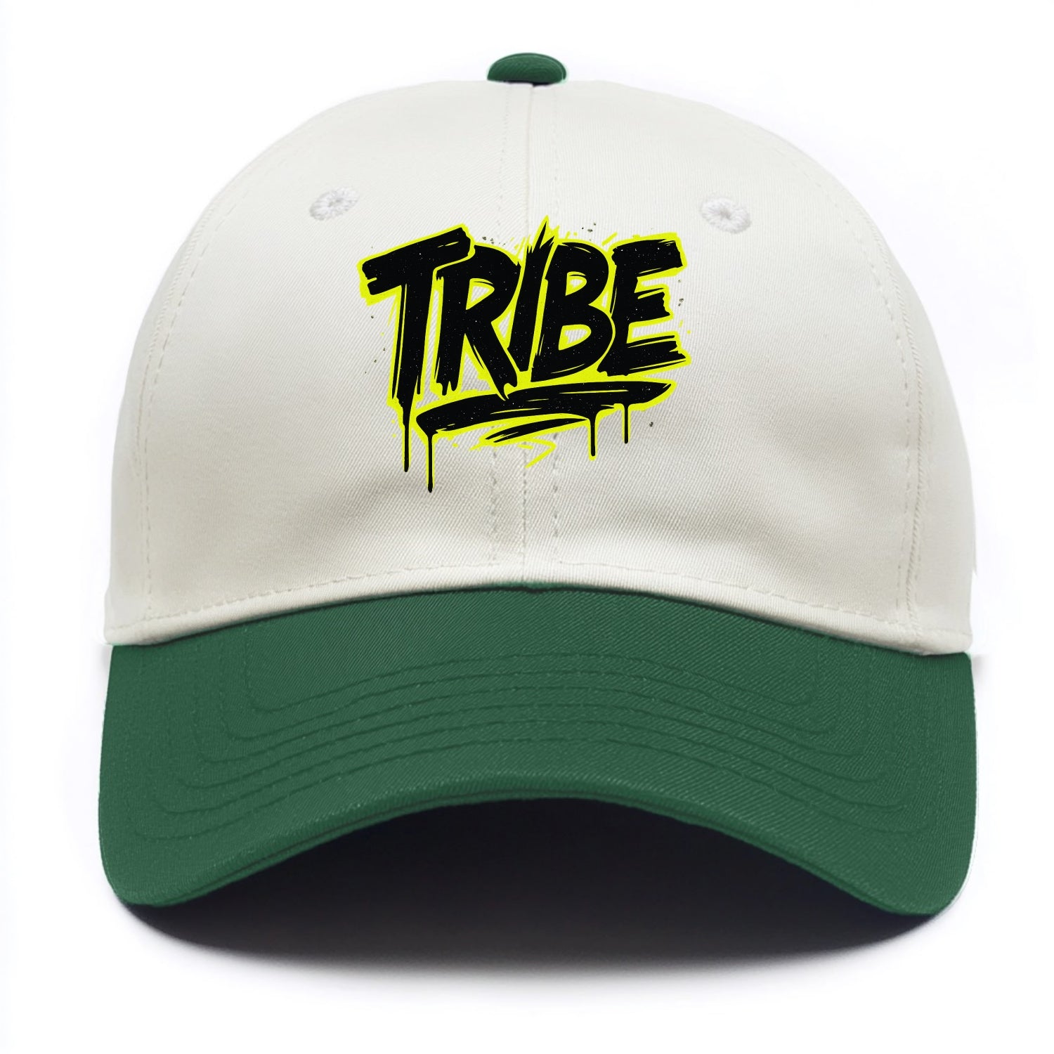 Bold typography design - "TRIBE" - your community, your group - Two Tone Cap - Green