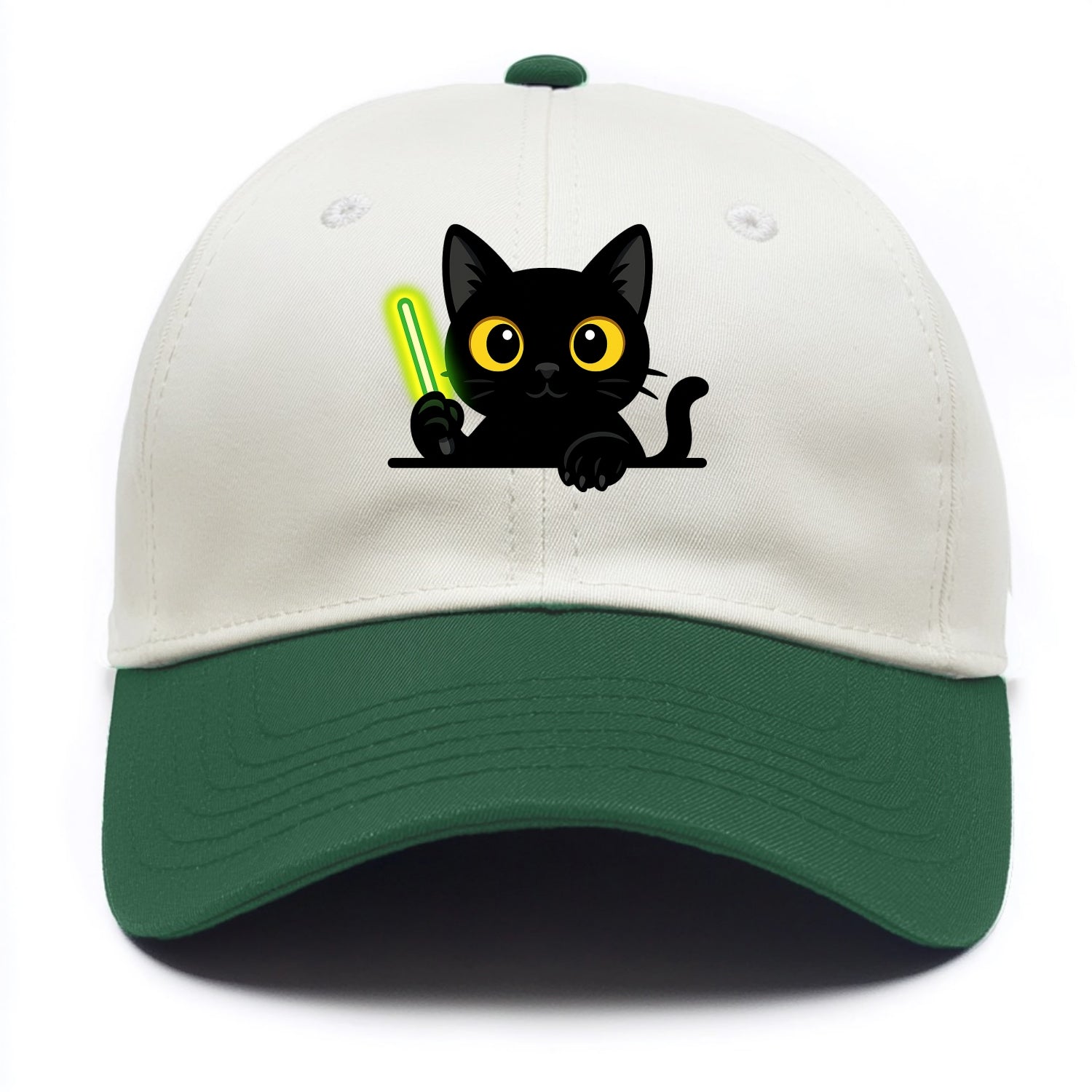Midnight the black cat fist bumping the viewer with right paw extended. - Two Tone Cap - Green