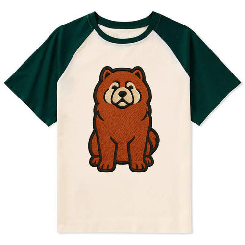 Chow Chow - Red fluffy sitting pose - Co Contrast Raglan T-shirt