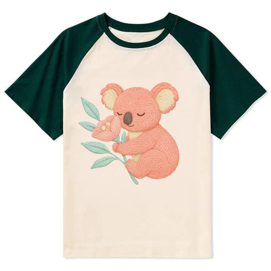 Coral Koala - Contrast Raglan T-shirt - Green