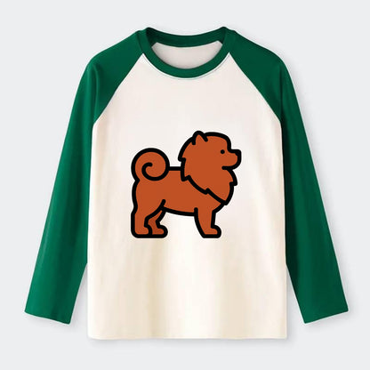 Chow Chow - Red fluffy flat side profile - Raglan Long Sleeve T-Shirt - Green